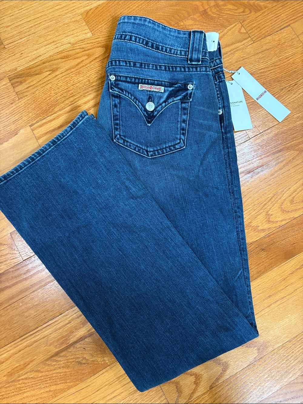 New with Tags Hudson Bootcut Jeans Blue Denim with Silver Button Accents